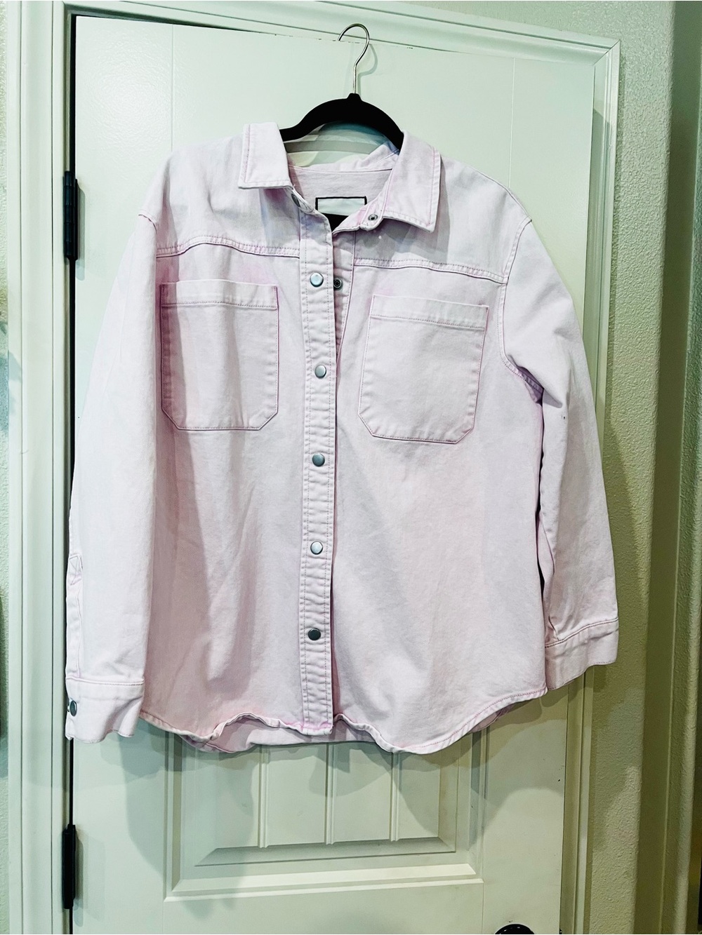 bagatelle Light Pink Denim Button-Down Shacket